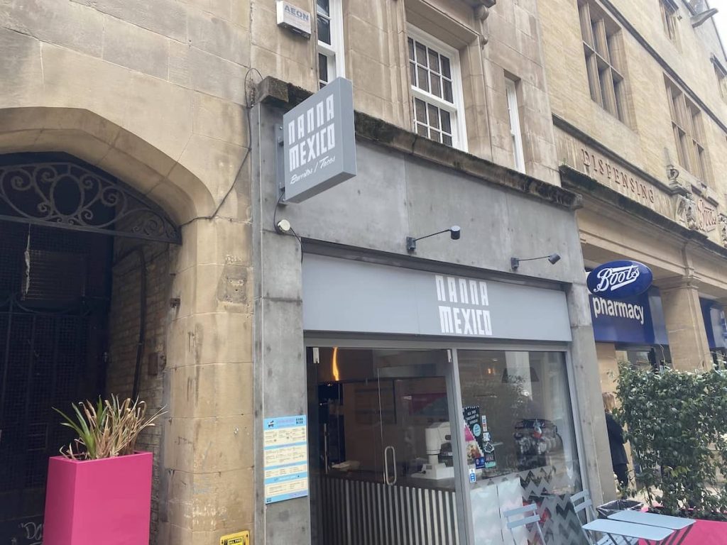 mexican restaurant signage projecting