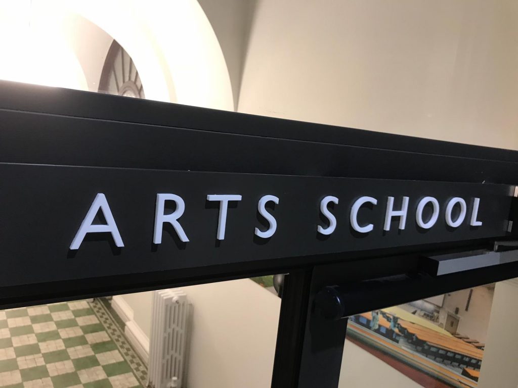 arts school new sign
